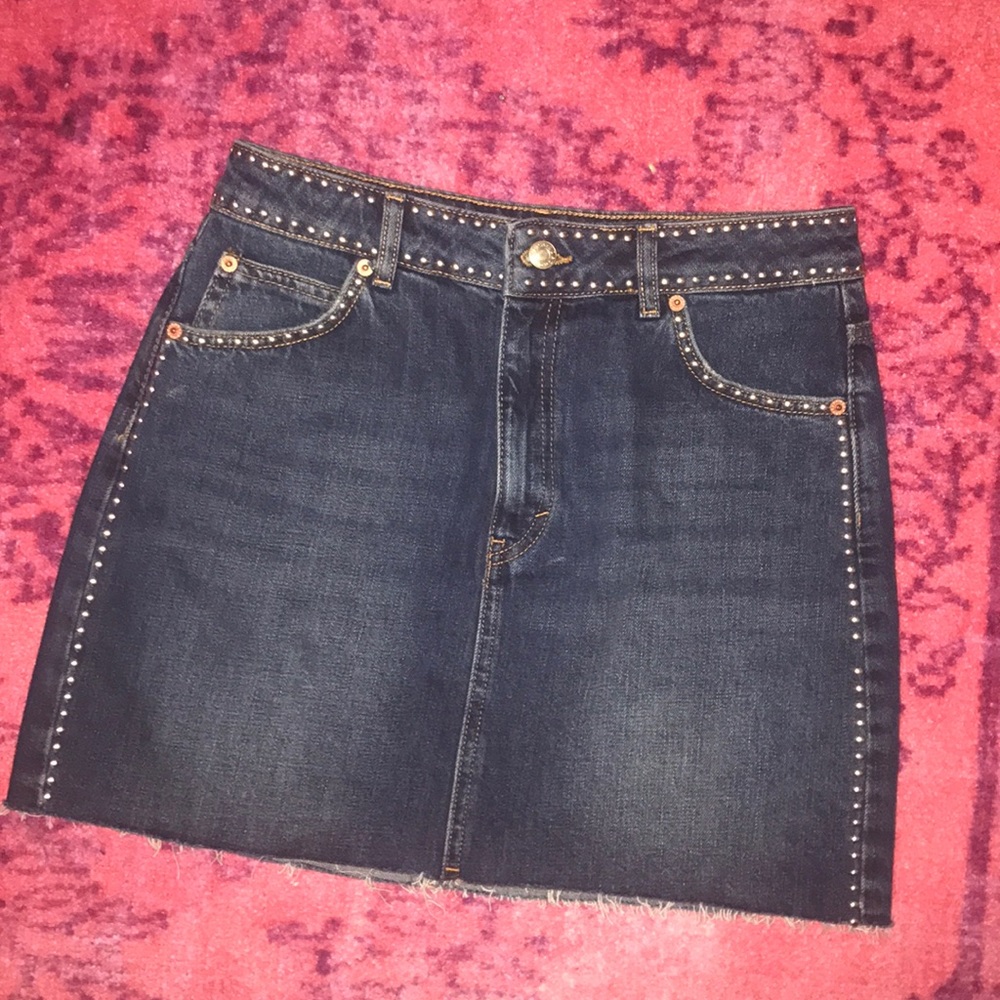 Topshop Studded Jean Skirt